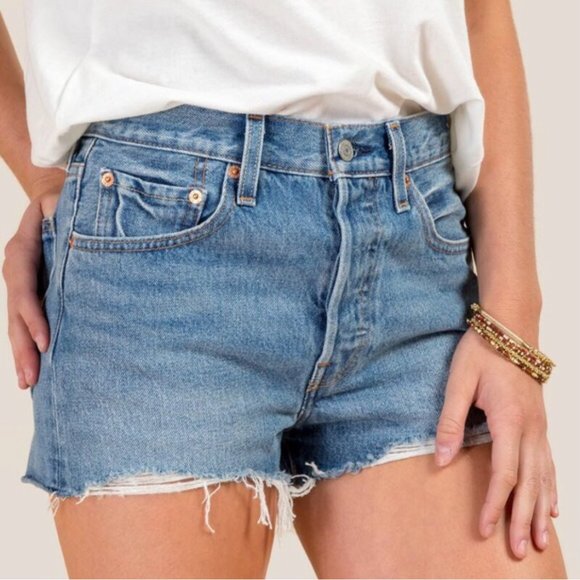Levi’s 501 Cutoff Denim Distressed Shorts - Picture 3 of 6